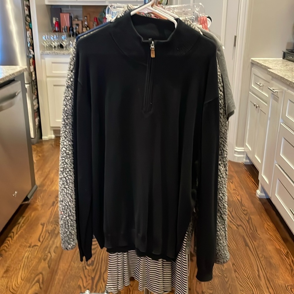 Mens XL Black Roundtree & Yorke 3/4 Zip Sweater